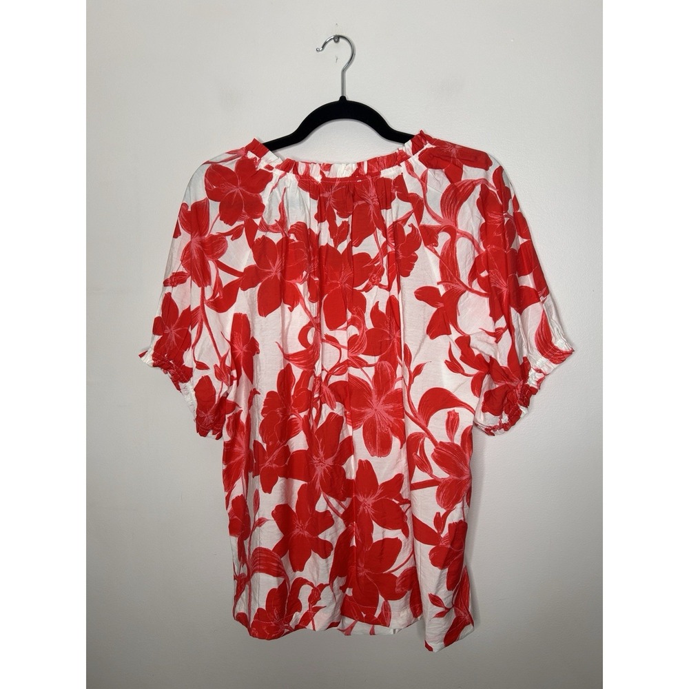 Rose + Olive Women's Red White Floral Top Short Sleeve Plus Size 1X New NWT - Picture 6 of 9